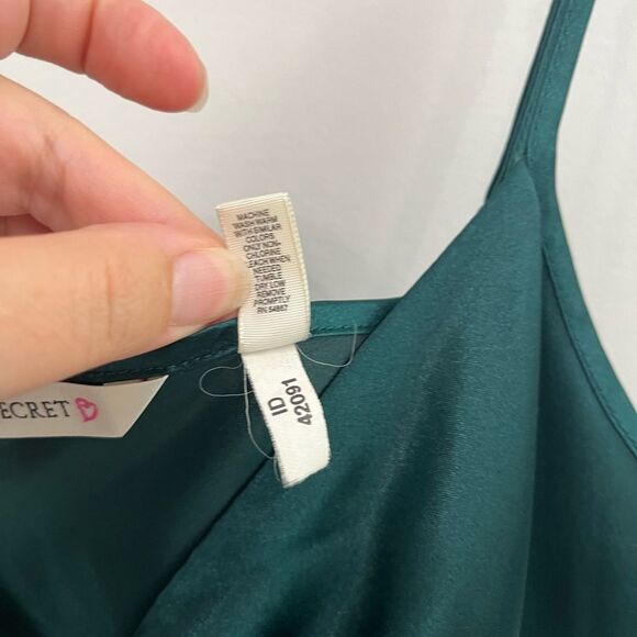 Vintage VICTORIA'S SECRET GREEN CHIFFON CHEMISE Babydoll Dress Lingerie L - Picture 5 of 7